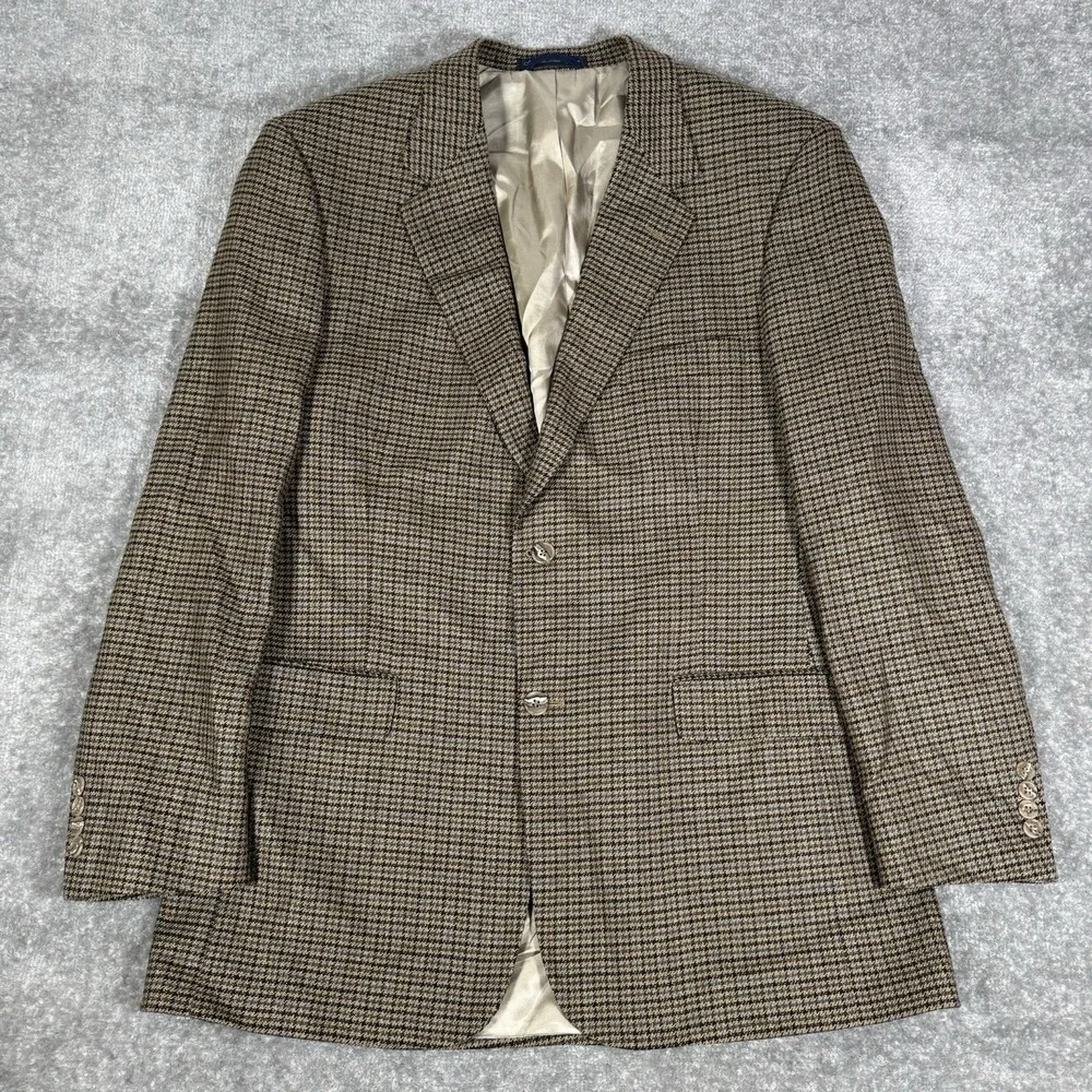 Vintage Oak Creek Blazer Men's 42L Brown Houndstooth Lambswool